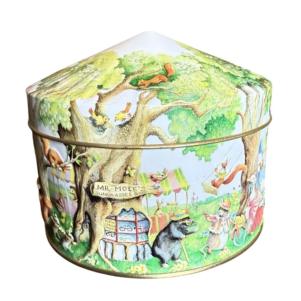 Churchill's Woodland Fair Animal Embossed‎ Tin Empty Canister Collectible